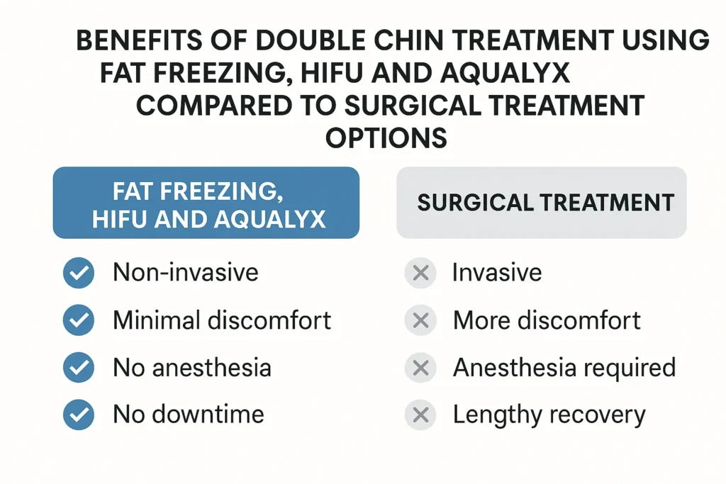 Graphic about the benefits of double chin treatment Kingston Vale - from LA LIPO